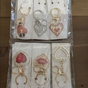 Set of 12 Heart Shaped Keychains with Rhinestones. Variety in each package!